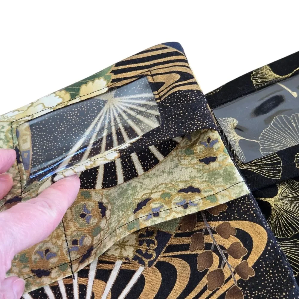 Crossbody Phone Bag ID Card Slot LOT OF 2 Decorative Asian Prints Gingko NWOT